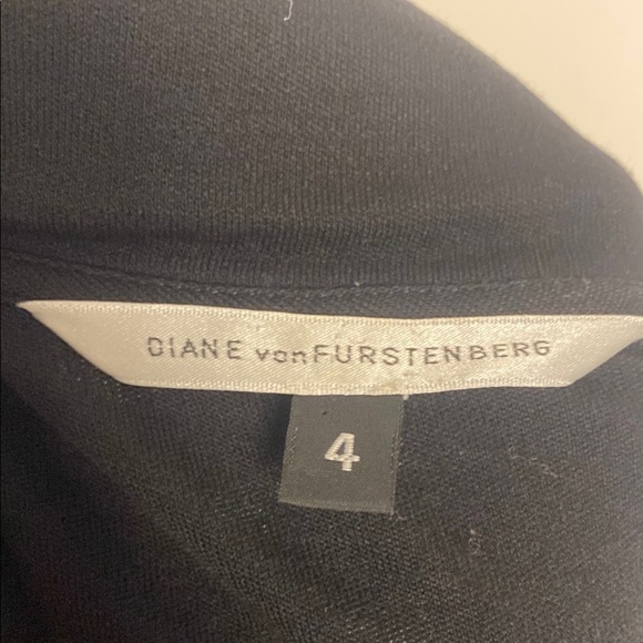 Diane Von Furstenberg Wool V Neck Wrap Black Midi Dress Size 4 Classic Office - Picture 12 of 12